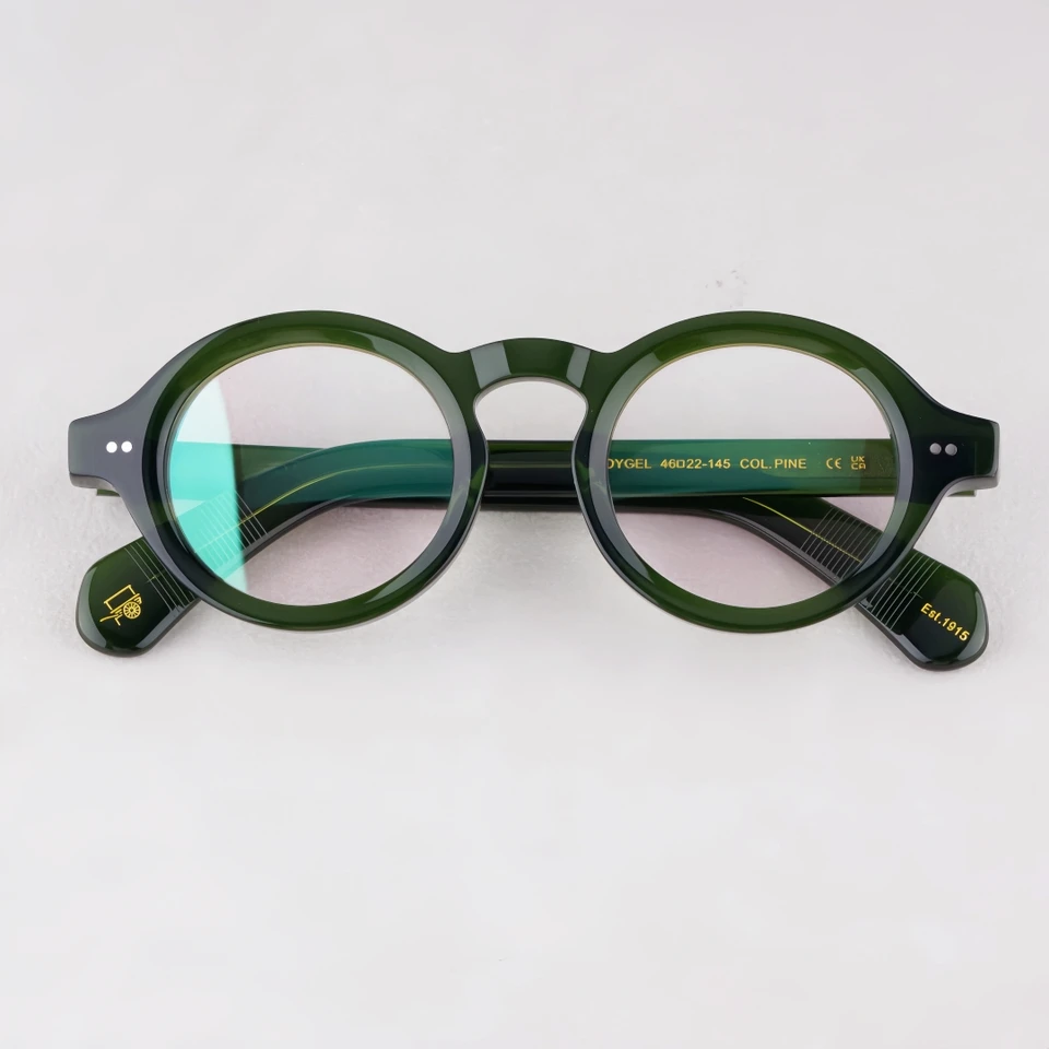 Luxusný módny trend vintage okuliare Rám Foygel Pevná hrubá hustá acetát retro okrúhly okrúhly žaba Sphere Sphere Myopia Vysoká kvalita