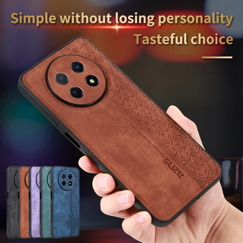 Luxusný originálny kožený kryt pre Huawei Nova Y90 zadný kryt Coque Shock -odolný ochranný puzdro pre Huawei Nova Y91 telefónne puzdro