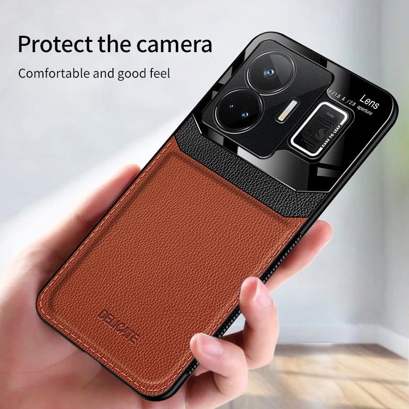 Luxusný originálny kožený nárazový nárazový puzdro pre Realme GT Neo 5 Camera Chráni kryt telefónu pre Realme GT NEO5 Silikónový rám Coque