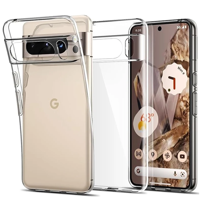 Luxusný priehľadný silikónový puzdro pre Google Pixel 8 8a 7a 6a 6a Pro Soft TPU Clear zadný kryt Shock odolné voči ochranným príslušenstvom