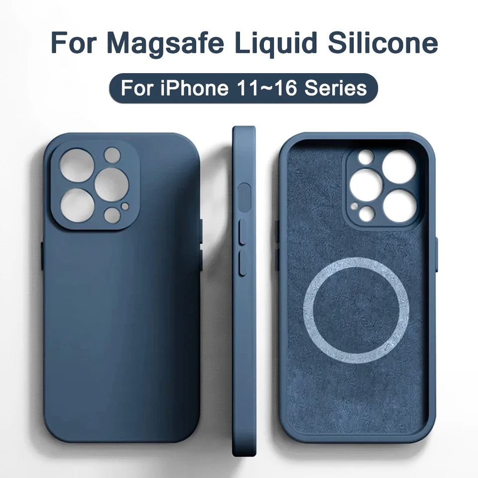 Luxusný tekutý silikónový puzdro pre puzdrá na telefón Magsafe pre iPhone 15 14 13 11 16 Pro Max