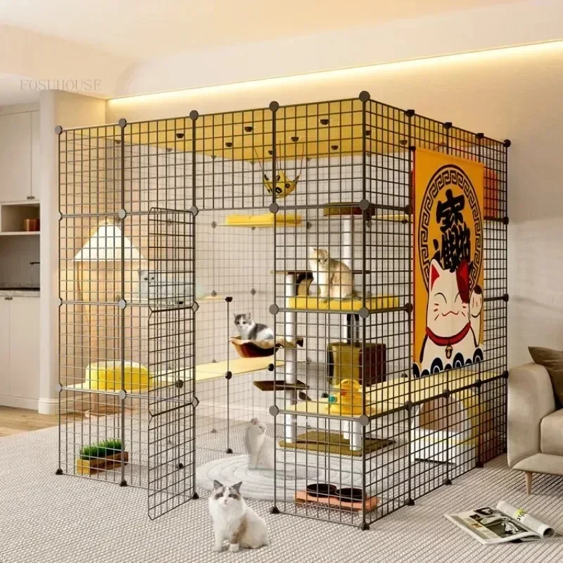 Luxusný veľký mačkový dom Villa Domácnosť Lage vesmír Pet Oplot plot Tree Pet Cage Klietka Vnútorná obývacia izba Balkón Transparentná mačka klietka RM