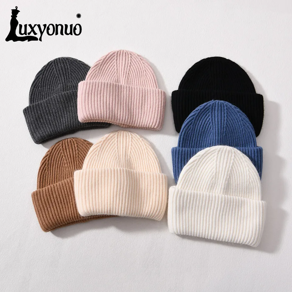 Luxyonuo Cashmere Blend Beanie Hat Double Skladané super teplé dámske zimné klobúky 2023
