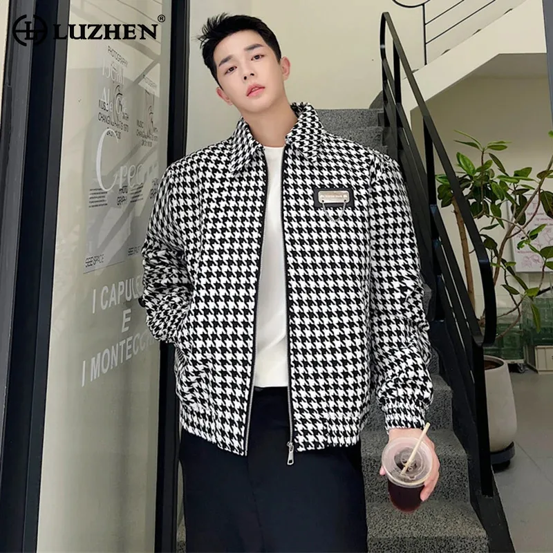 Luzhen Warm Casy Casy 2025 Spring Wool Coat Pekný mužský výklenok dizajn mládež retro príležitostné streetwear Tops Tops kov zdobí lz7246