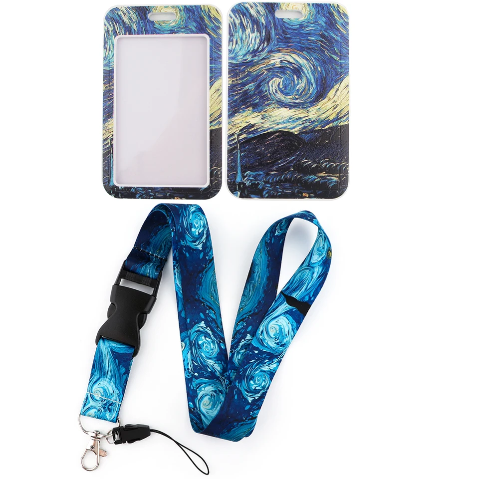 LX888 UMELENIE Tlačené hviezdna noc šnúrka ID CARD Držitie Držiteľ telefónu krk popruh lano keychain USB závesný šnúru lariat