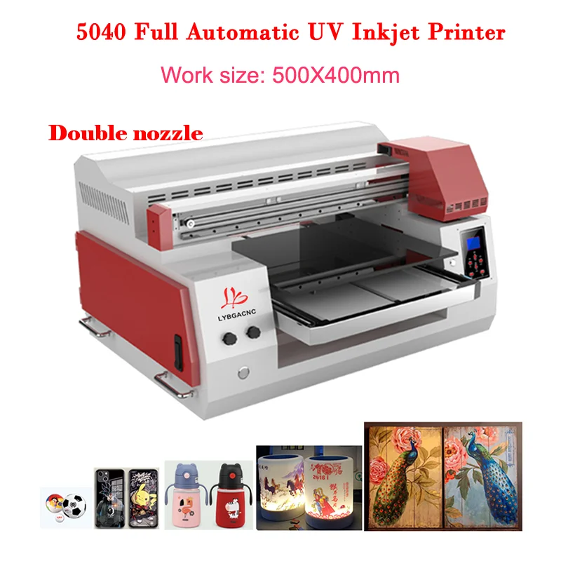 LY 5040 UV Dvojitá plná automatická plochá fotografia UV DTG Inkjet tlačiareň USB Infračervená lúčová miera maximálna práca Veľkosť práce 500x400 mm