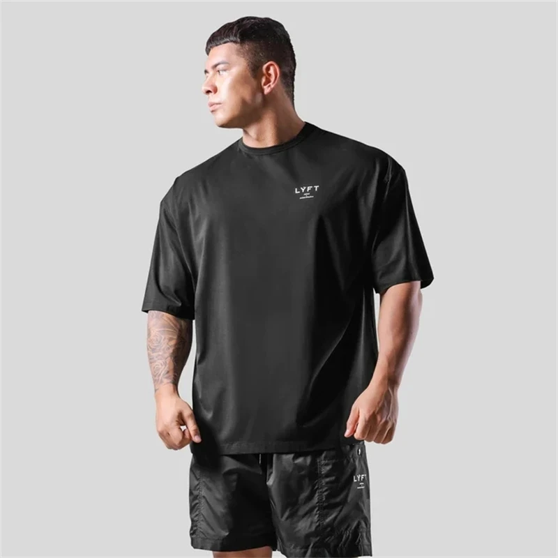 Lyft JP & UK Brand Men T-Shirt Casy Gym Short Ruckve 100% bavlna fitness tričko Bodybuilding