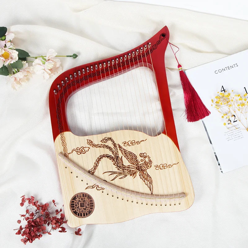 Lyre Harp 24 Metal Strings Slid Smrek Wood a Maple Saddle s hudobným nástrojom na ladenie kľúča