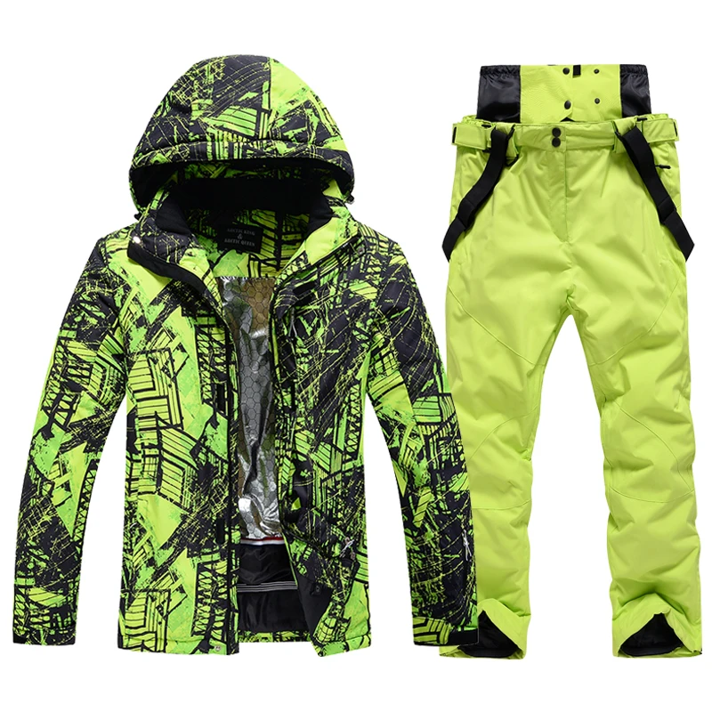 Lyžiarsky oblek pánsky super teplý zahustená vodotesná zimná zimná snehové obleky lyžovanie a snowboardingové bundy + značky Pants Minky