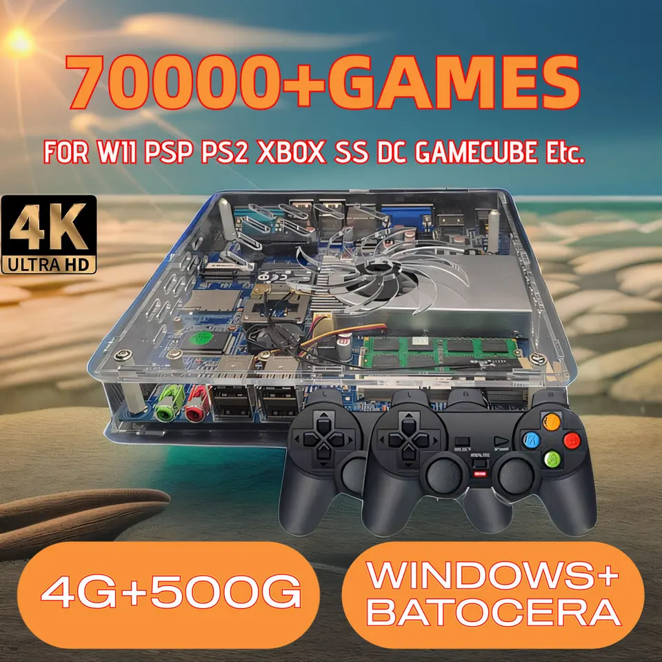 LZAKMR Super Console U7 Plug and Play Retro Game Console 500G HDD 70000+hry pre Wii PS2 SS DC PSP Gamecube N64 Wireless Ruck Ruck