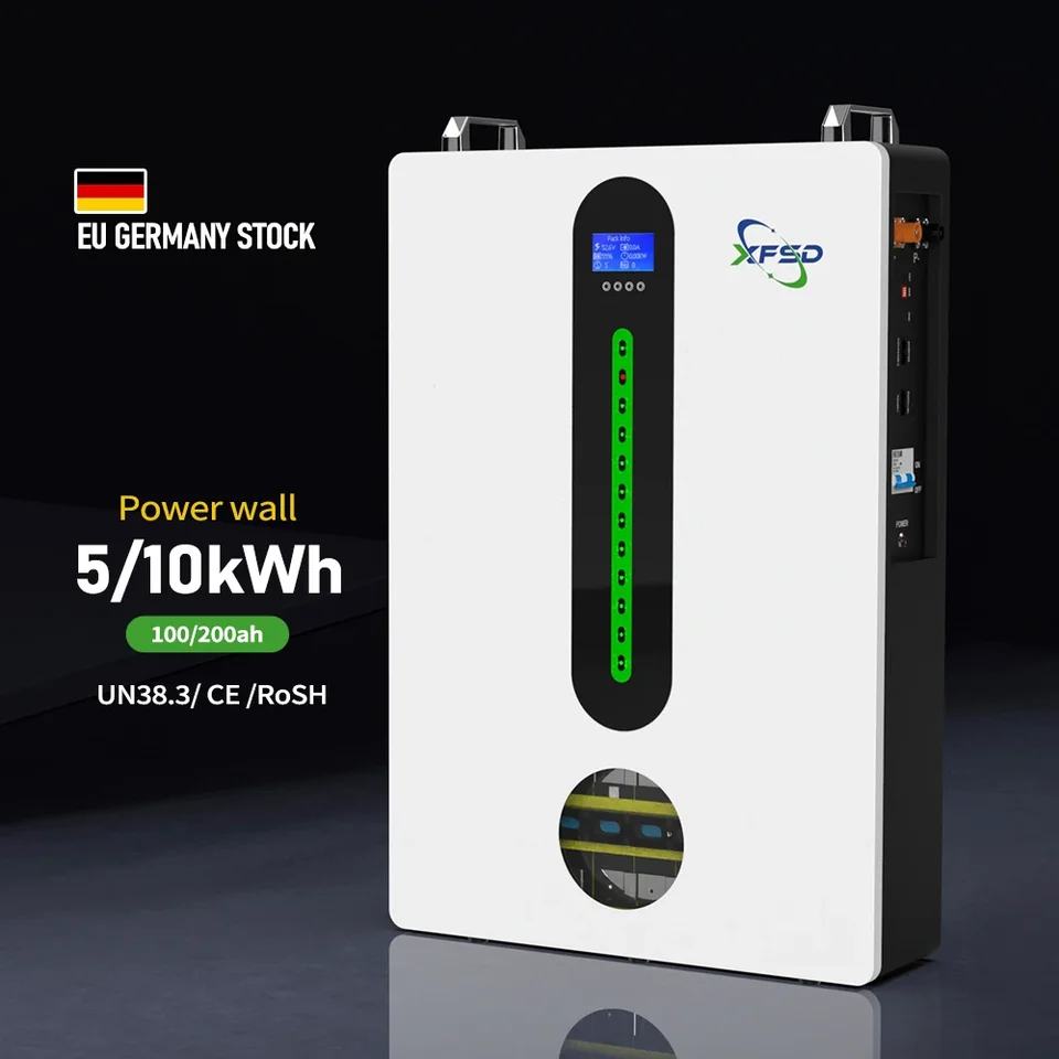 Lítium -iónové batérie Powerwall 5kWh 10kWh LifePO4 Domáca batéria 48 V 51,2V 200AH 100AH ​​Solárna energia SYSTÉM