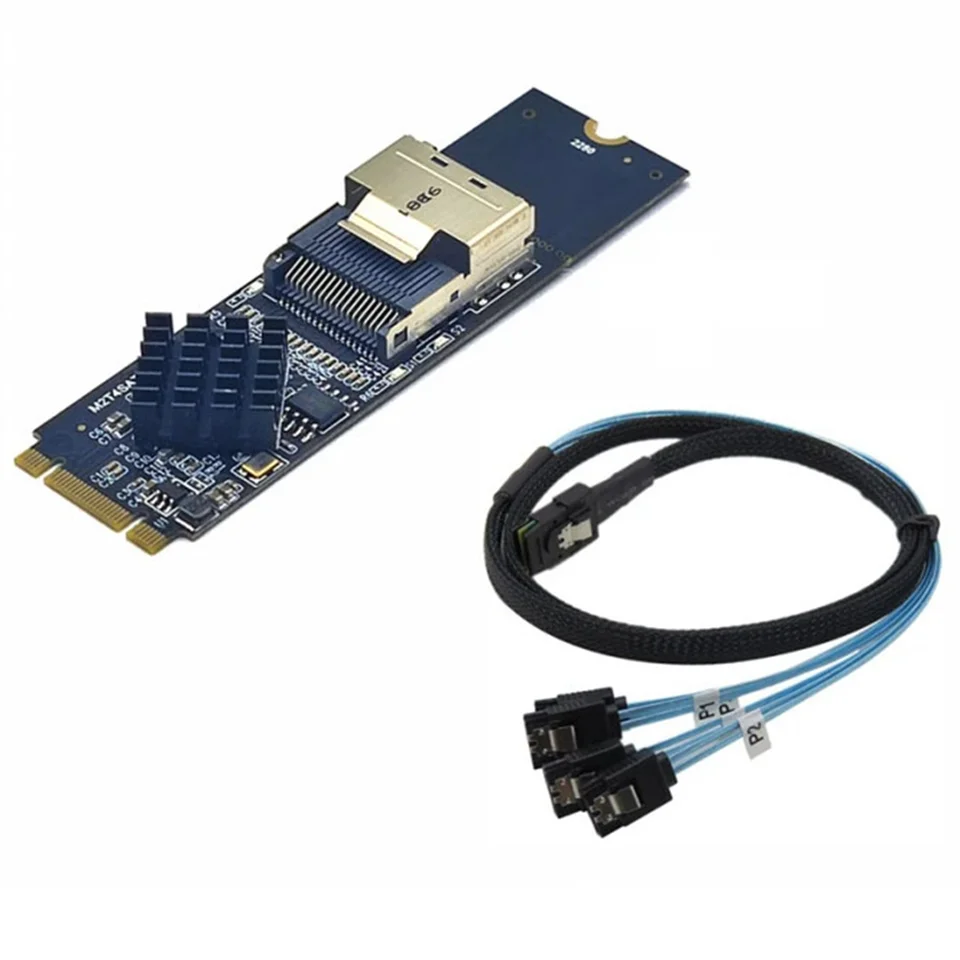 M.2 NVME na Mini SAS SFF-8087 Podpora expanznej karty 4 port SATA3.0 6 GBPS HDD SSD SATA CONLECTOR SFF8087 na M2 NVME