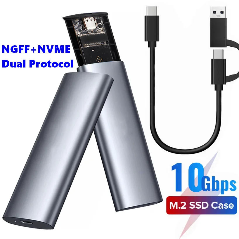 M.2 NVME PCIE / NGFF SATA Dual Protocol SSD Case Caseure USB 3.110 GBPS 2TB Externé PCIe SATA NGFF TYPY-C SSD THO