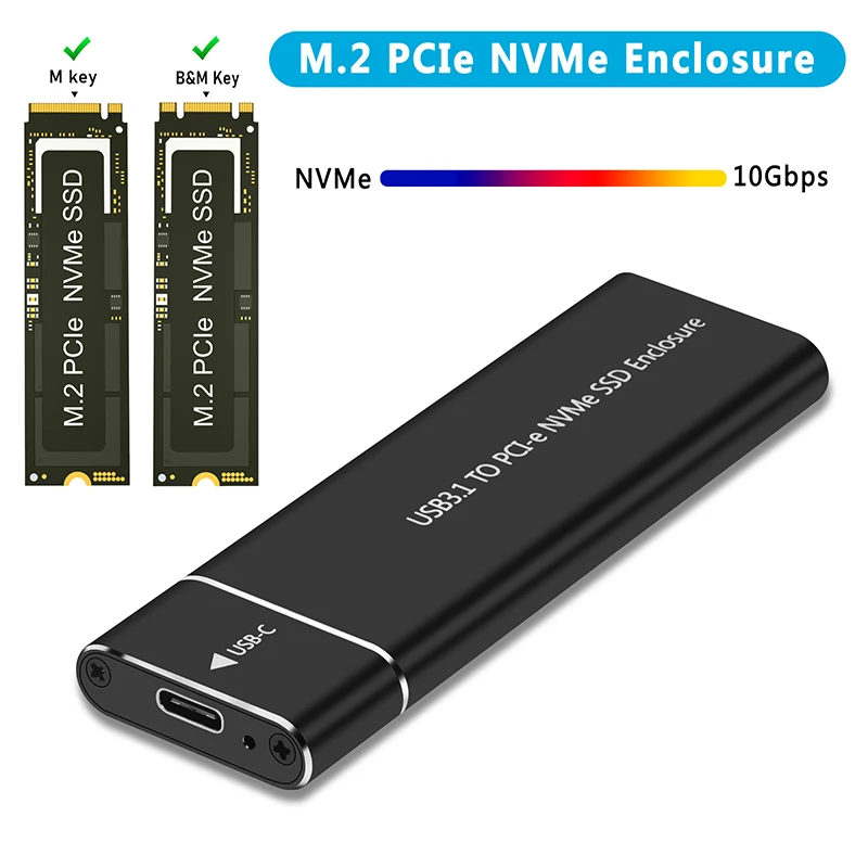 M.2 NVME SSD CONSD ADAPTROSTER ALUMINIMUS HLIDÍCKÝ PRÍPAD USB C 3,1 GEN2 10 GBPS TO NVME PCIe External Box pre 2230/2242/2260/2280 M2 NVME SSD