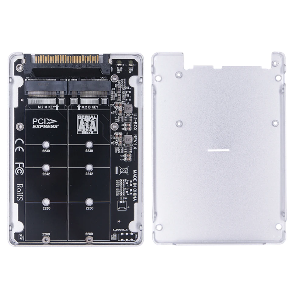 M.2 SSD až U.2 Adapter Card M.2 NVME SATA-BUS NGFF SSD na adaptér PCI-E U.2 s prípadom M.2 NVME SSD až U.2 SFF-8639 Adaptér