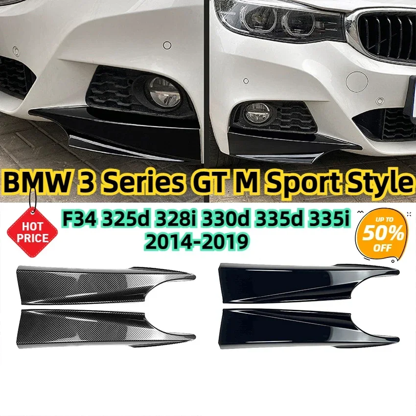 M Sport Front Bumper Side Spoiler Canard Difuser pre BMW 3 Series GT F34 325D 328I 330D 335D 335I 2014-2019 Splitter Corner Kit