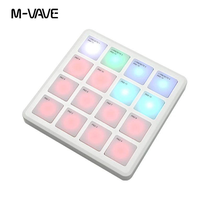M-VAVE SMC PAD vrecková podložka Prenosná bezdrôtová midi ovládač 16 podložiek Vhodné bicie klávesnica USB-C Nástroje rozhrania USB-C