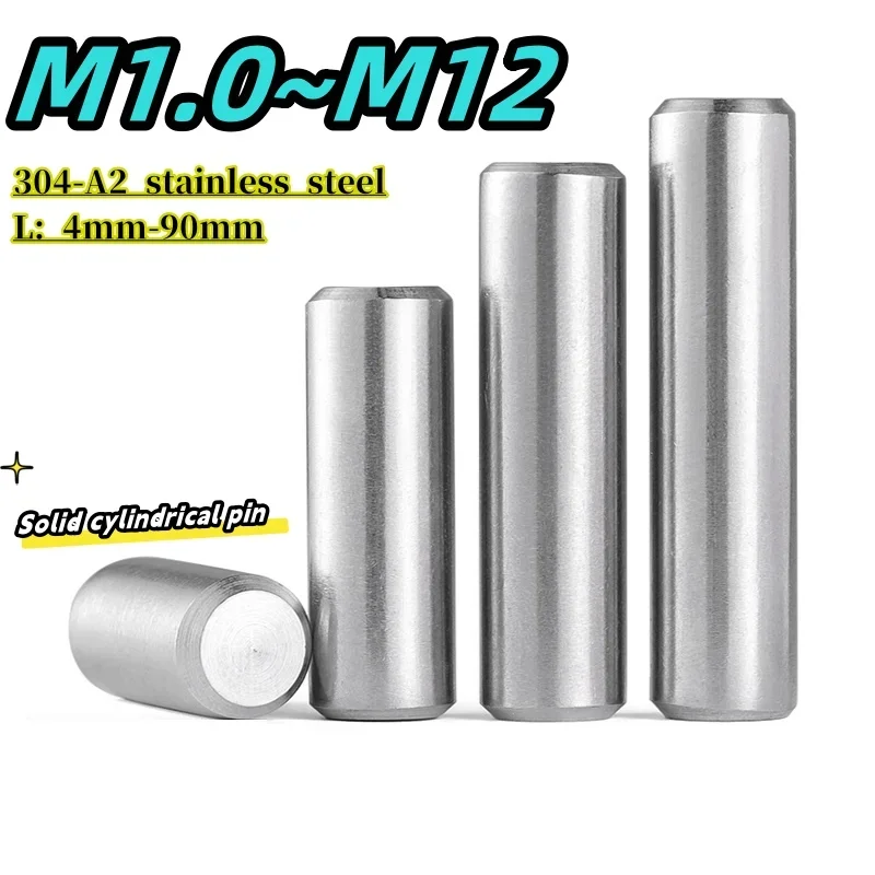 M1.0 ~ M12 valcový Pin304 A2 Zohaštená oceľ Polovník valcový špendlík Polohovacia špendlík pevná tyčinka PALALALAL PIN L = 4-90 mm
