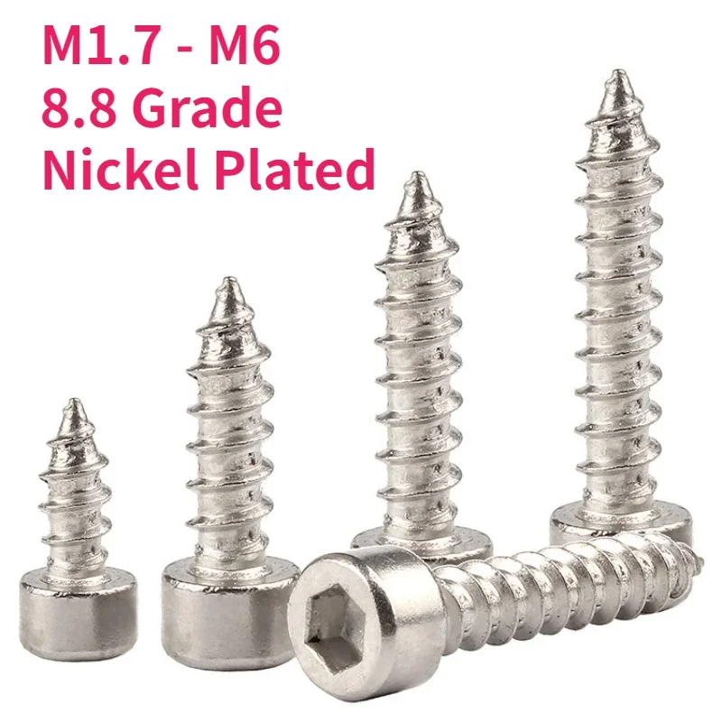 M1,7 m2 m2.3 m2,6 m3 m3.5 m4 m5 m6 8,8 Grade uhlíková oceľ nikel nblzaný allen hex hexagon soketový čiapka hlava s vlastnou skrutkou