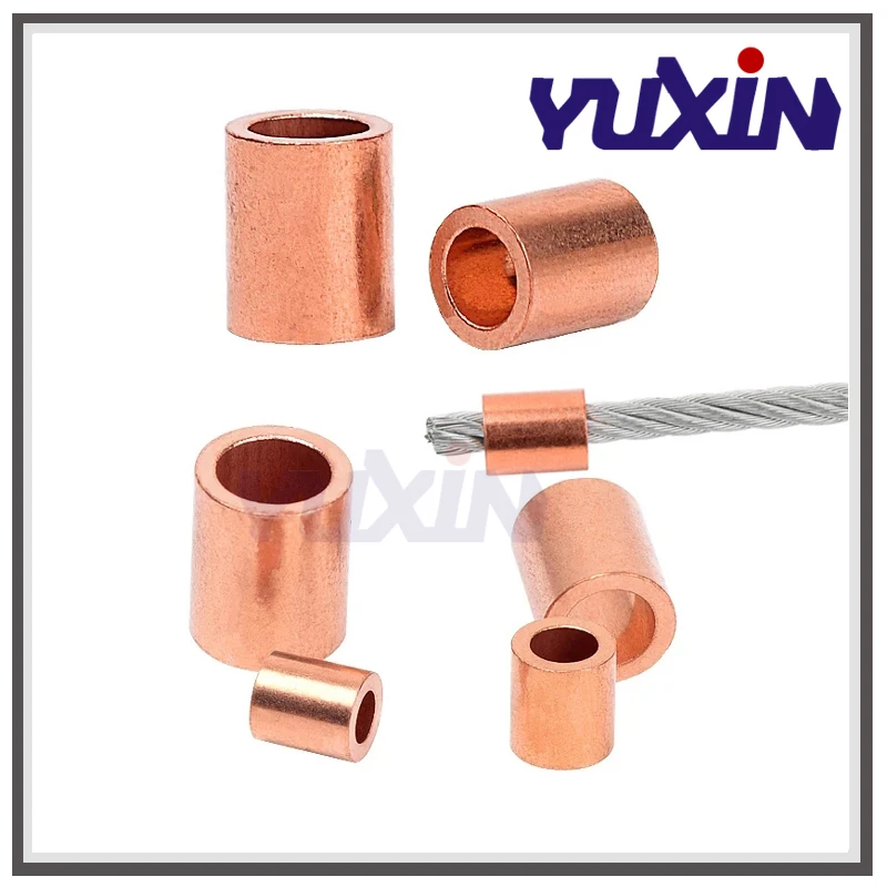 M1-M6 Mosadzný kábel Crimps rukávy okrúhle diery Ferrule Crimping Loop Oval Copper Wire Lope Clip Swage