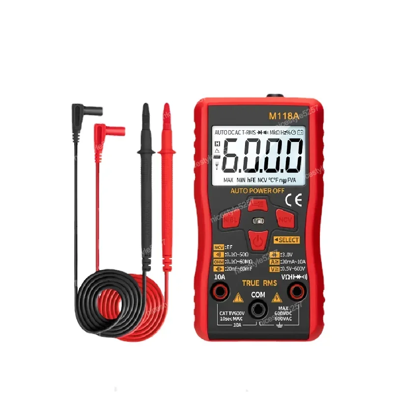 M118a Digital Mini Multimeter Tester Automatický multimeter True RMS Transmission s údajmi NCV pri udržiavaní 6000 počítania baterky