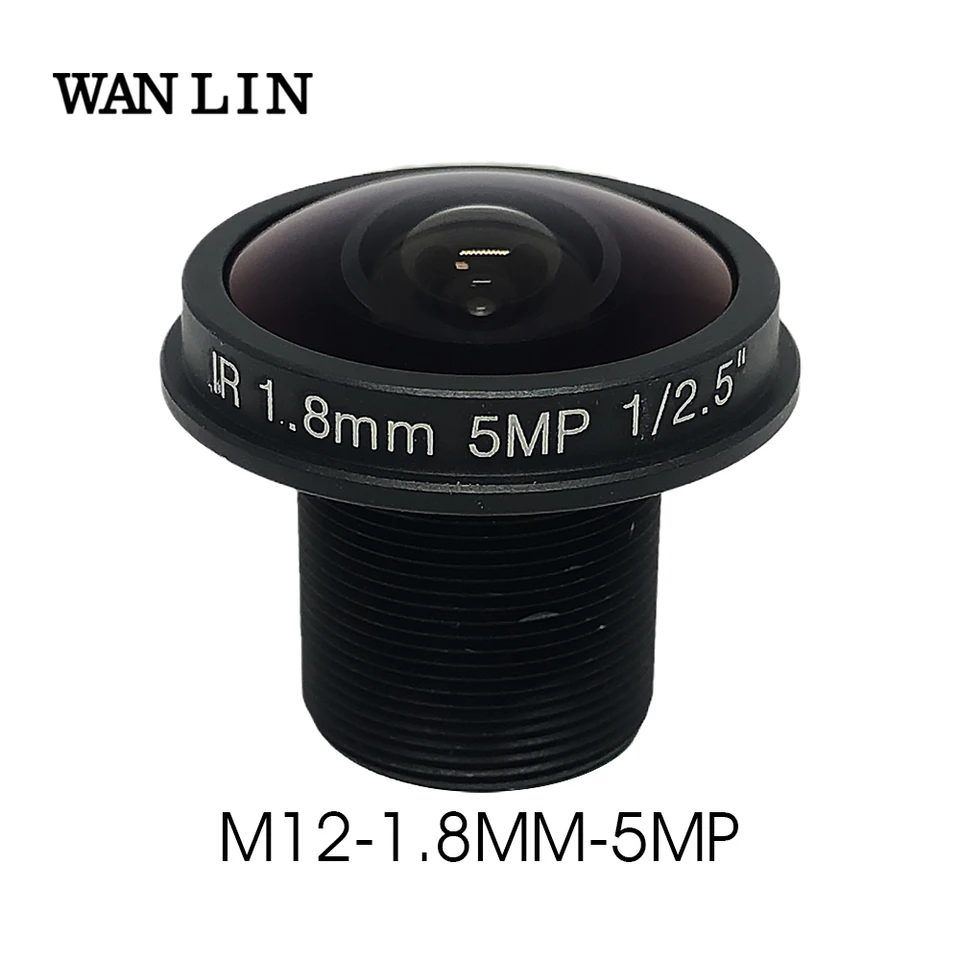 M12 5MP 1,8 mm Fisheye objektív 5.0 Megapixel pre HD IP CCTV sledovaciu kameru 180D široký pohľad F2.0 1/2,5 
