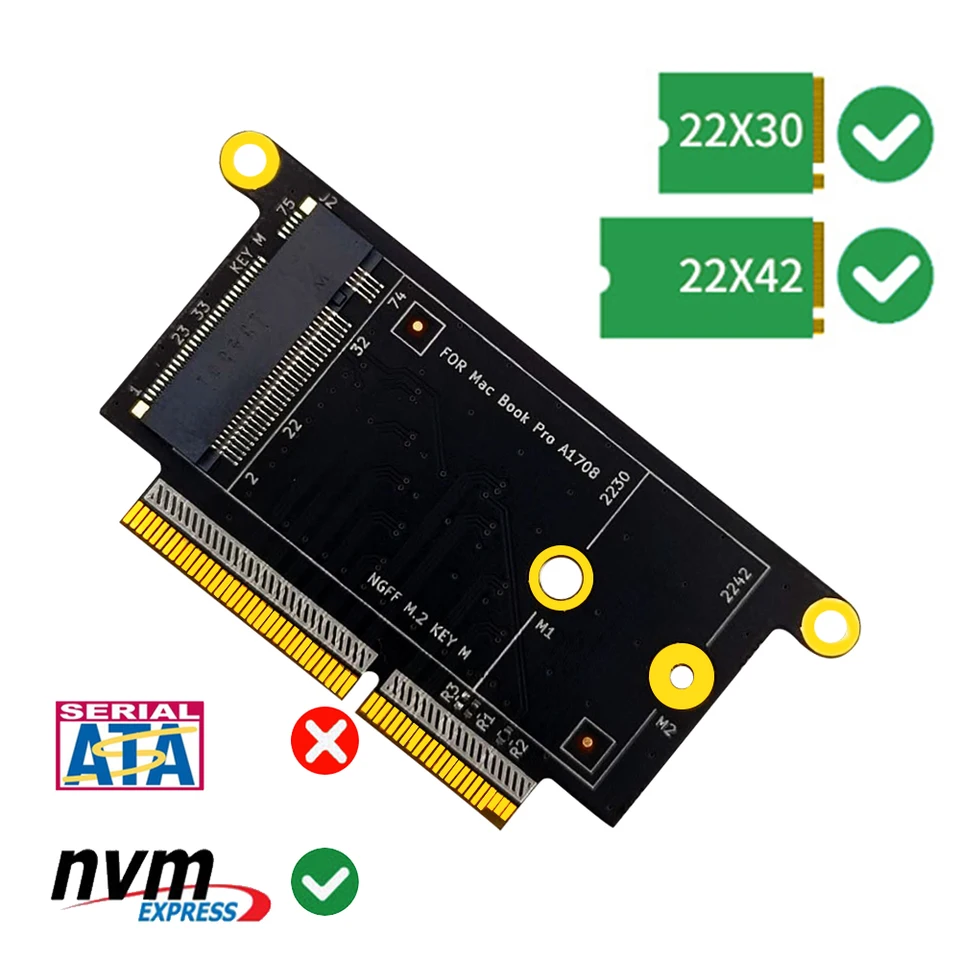 M2 SSD adaptér pre MacBook 1708 NVM-E SUPPS 2230 2242 KEY-M M.2 SSD pre Apple MacBook Pro 1708 pre MacBook A1708 SSD Adapter