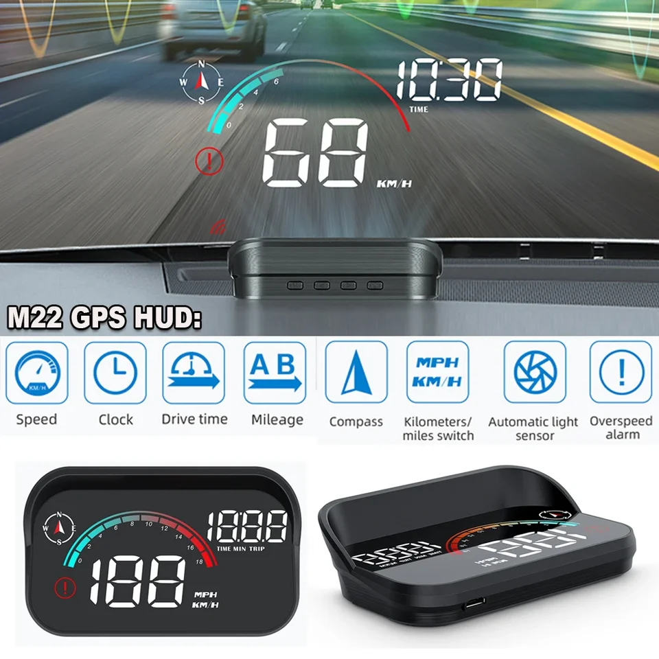 M22 GPS Head-Up Display Auto Electronics HUD Displej DIGITÁLNE CAR SPEACHOREM PROJEKT PROJECT
