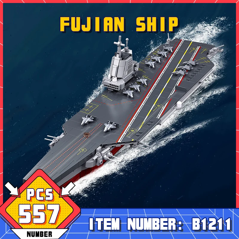 M38-B1211 Sluban 1: 700 Fujian Building Building Blocks Model Model vojenská vojnová loď tehla