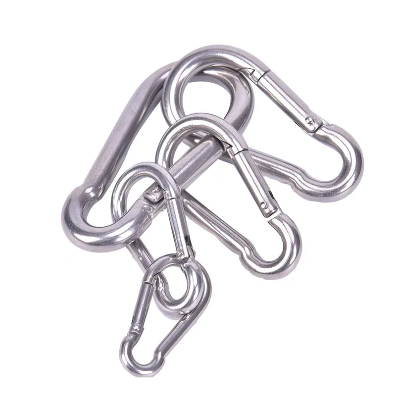 M4-7 Multifunkčný 304 z nehrdzavejúcej oceľovej pružiny Snap Snap Carabiner Quick Link Link Lock Hook Snap Screp Secure Chack Castener Hák