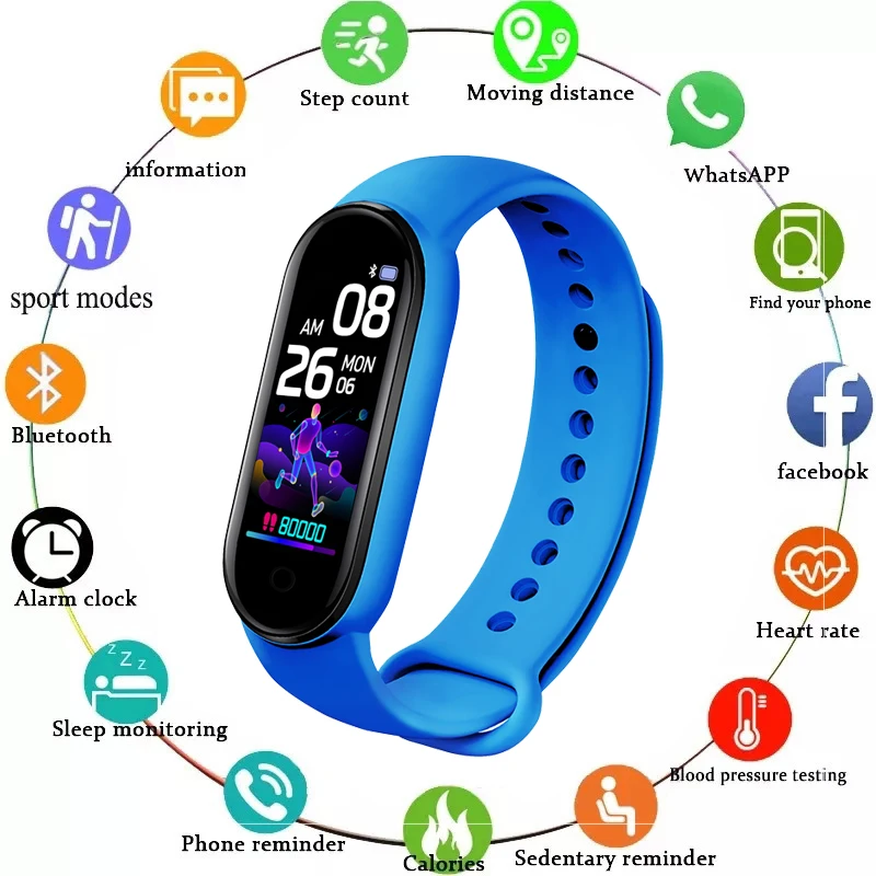 M5 Pro Smart Watch Men Women Sports Fitness Watch Band Brvný tlak srdcový rytmus Zdravie Monitor náramok s vodouproof Smart Band