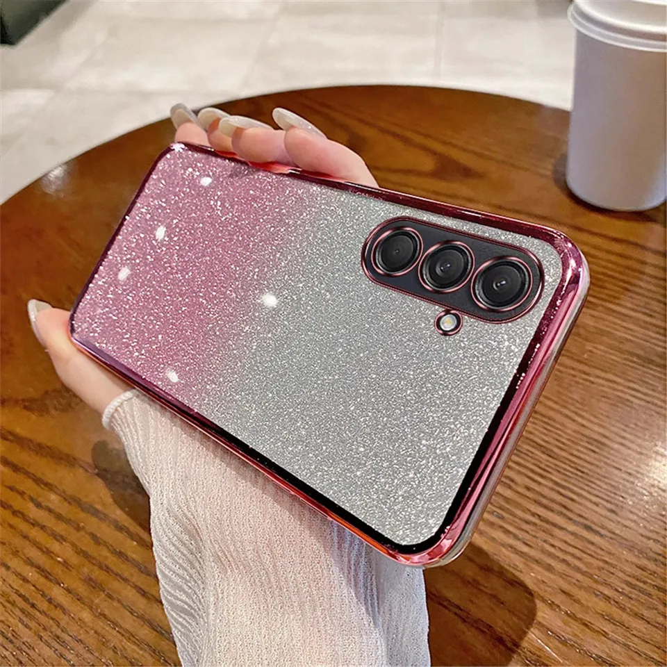 M55 M34 Gradient Glitter Pletenie čisté puzdro pre telefón pre Samsung Galaxy M55 M14 M54 M23 M33 M53 M52 M32 M51 M34 C55 Mäkký kryt