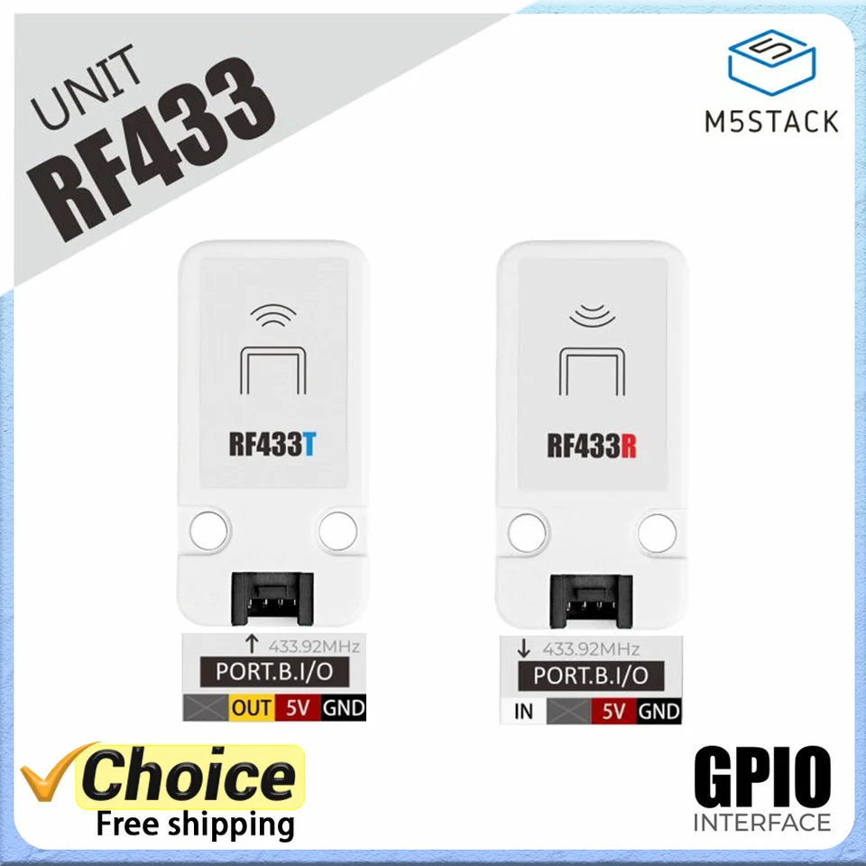 M5Stack RF433R/T Wireless RF vysielač a pracovná frekvencia prijímača 433,92 MHz pre aplikáciu automatizácie diaľkového ovládania IoT RF