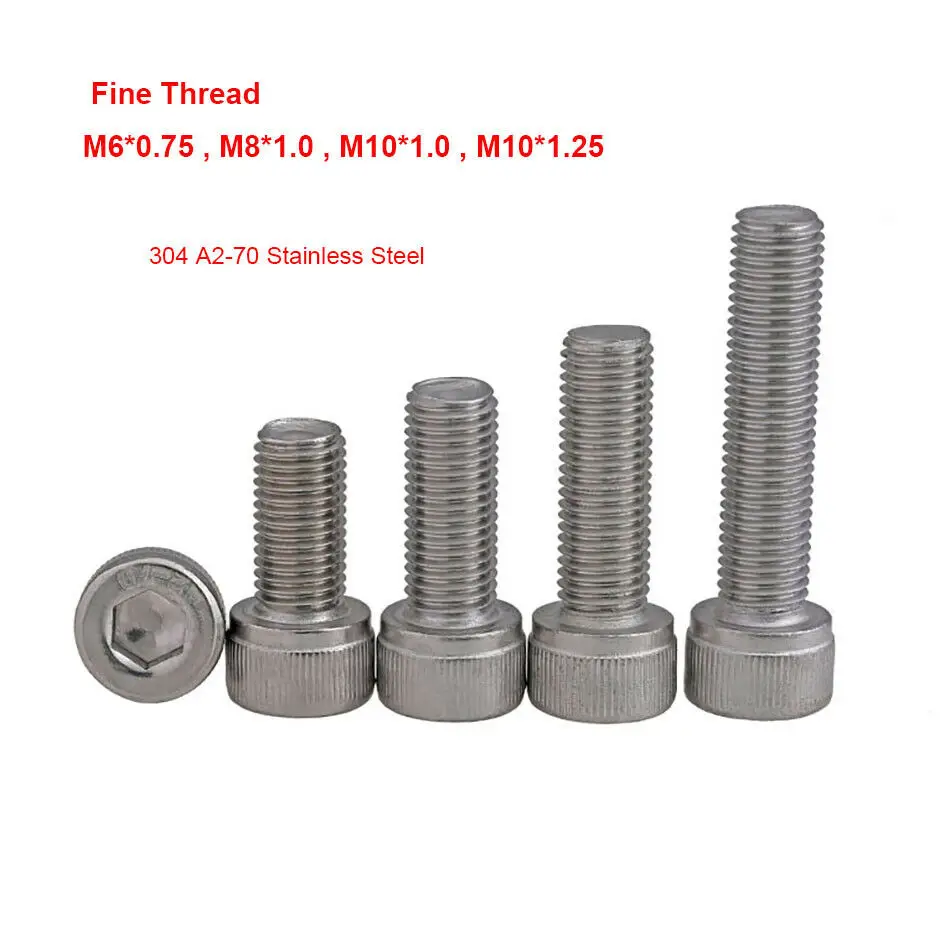 M6 M8 M10 DIN912 jemné vlákno HEXAGON HEX HEX HEX SUCKET CAP SCREKS 304