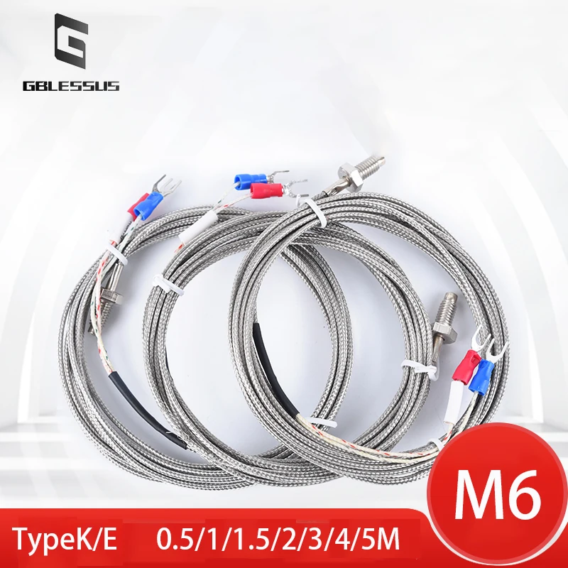 M6 Termočlánok Typ Typ K/E 0-800 ℃ Senzor teploty tepelného odporu s chrámou