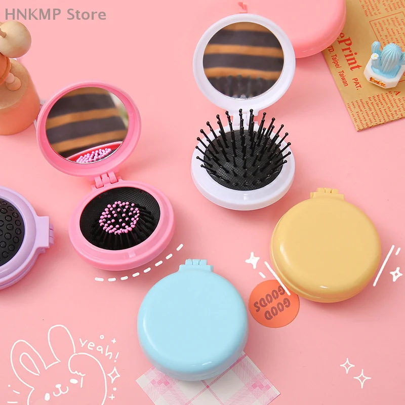 Macaron skladacie airbag Comp Airbag Cestovné prenosné prenosné masážne masážne hrebeň Mini vlasové hrebeň s zrkadlom praktickým stylingovým nástrojom