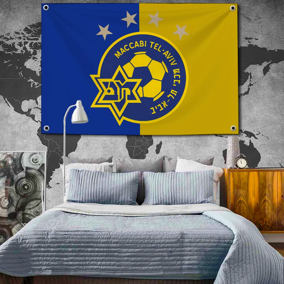 MACCABI Tel-Aviv Vlajky 2 × 3ft 3 × 5ft banner pre garážovú stenu tapisérie záclonu RUCTING FAG 90x150 cm Banner pre domácu záhradu v garáži