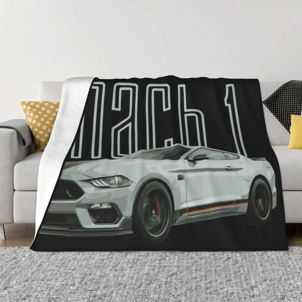 Mach 1 Mustang GT 5.0L V8 Performance Car Fighter Jet Grey Hrot prikrývky pre deti plyšové vianočné darčeky