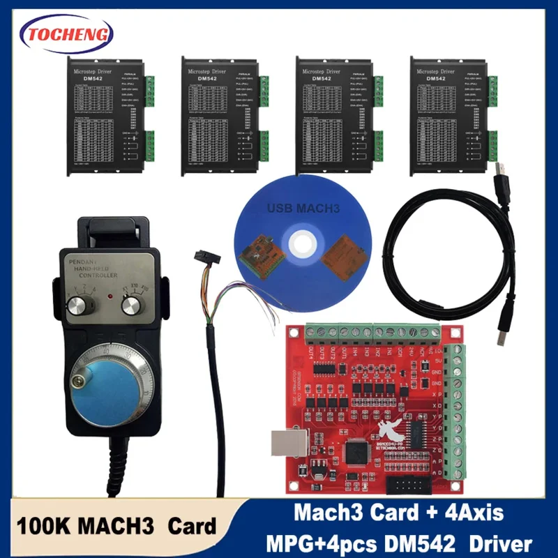 Mach3 100k 4axis ovládacia karta Motion Card 4axis MPG DM542 Motor Driver for Woodworking Engrajed Machin CNC obrábanie súpravy