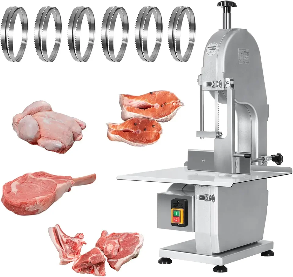 Machine mäsových píl Commercial a domáce použitie Cutter s potravinami 0,6-5,9 ”hrúbka, mäsiarsky pás píla strihanie ma zmrznutá