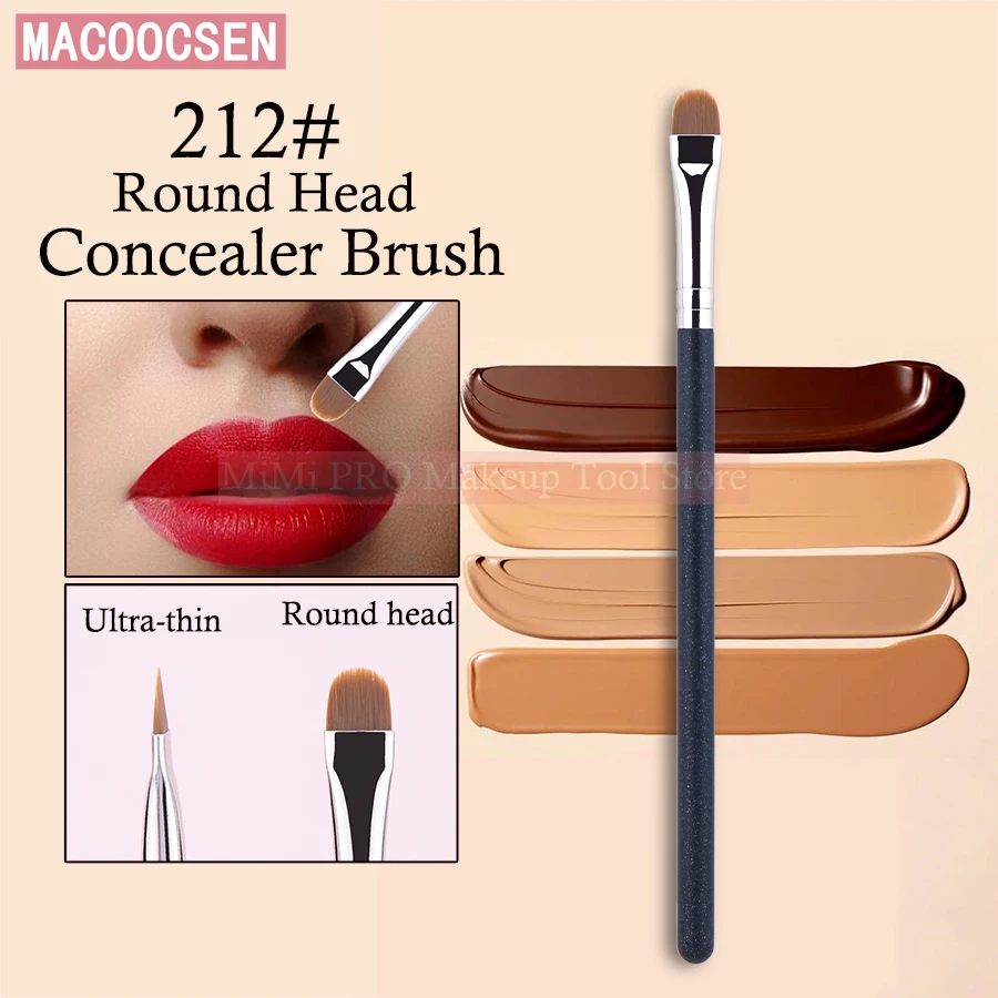 Macoocsen Round Head Concealer Brush Professional Ultra-tenký plochý korektor kefka Obočie Obočie Link Lip Concealer Makeup Tool