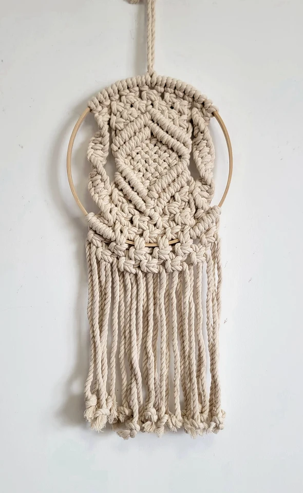 Macrame Hanger-Macrame Hanging, Svadobný dekor, bohémsky dekorár-d23cm, h48cm