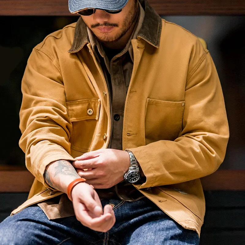 Maden Vintage Heavyweight Michigan Chore Jackets Multi-Pocket Canvov Lovecký kabát pre jesenné mužské voľné klopy