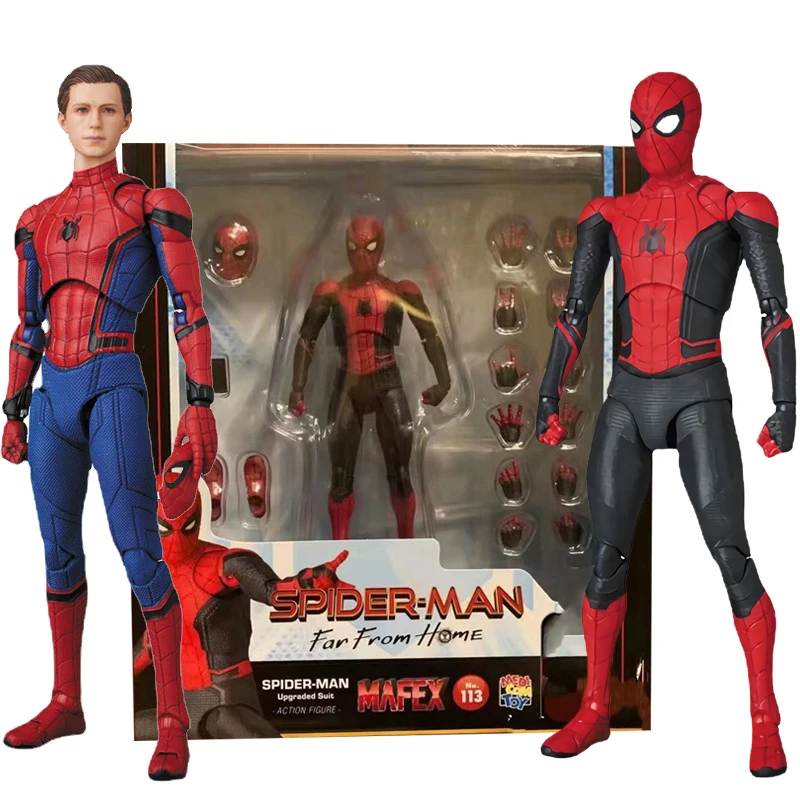 MAFEX 113 103 Spiderman Action Figure Hračky Deluxe Edition Multi-Accesories Spider Man Movely Model Dolls Collective Darček