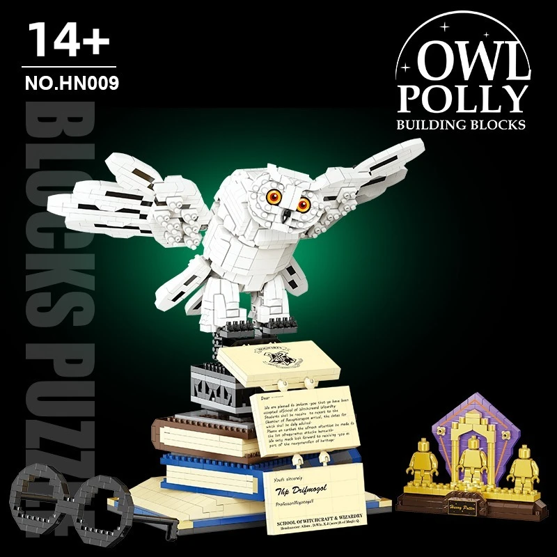 Magic Academy Owl Mini Building Blocks Film Set Micro Brick Kreatívna stolová dekorácia pre deti vianočné narodeniny darčeky