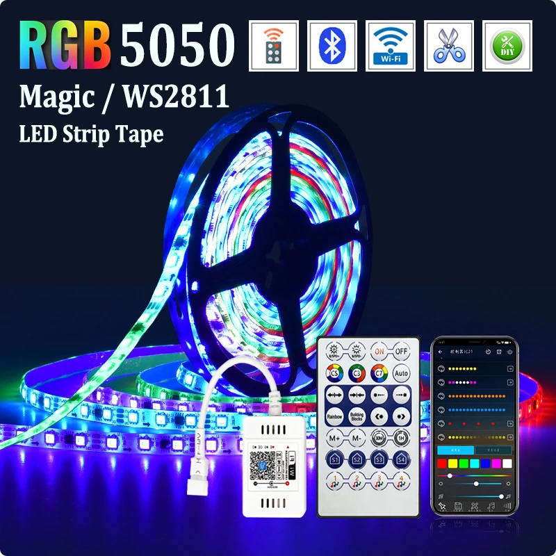 Magic LED RGB WS2811 DC12V nepremokavé vysnívané svetlo s IC Chip 5050 SMD Flexibilná páska Ribbon 5m 10m 15m 20m 20m 20m