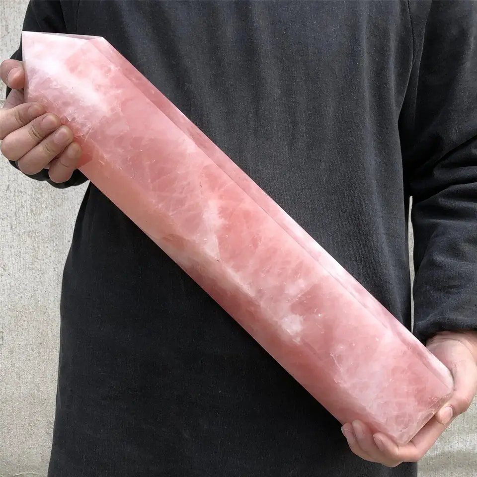 Magické prírodné sakura ružové krištáľové prútik kremeň pilier minerálny exemplár liečivý manželský klenot domovská kancelária Degaussing