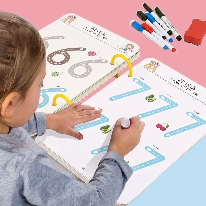 Magické sledovanie zošita Montessori Books for Children Control Training Training Opätovne použiteľná kaligrafia copybook Kids pre vzdelávanie