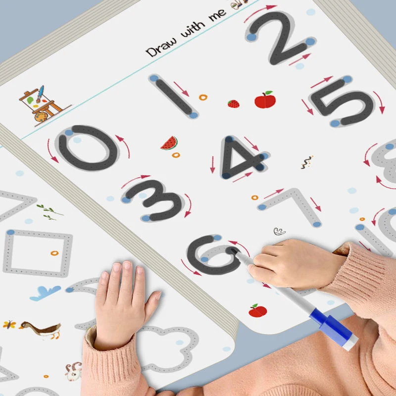 Magické sledovanie zošita Montessori Pen Control Training Book Opätovne použiteľná kúzla Copybook Deti kreslenie vzdelávacích kníh