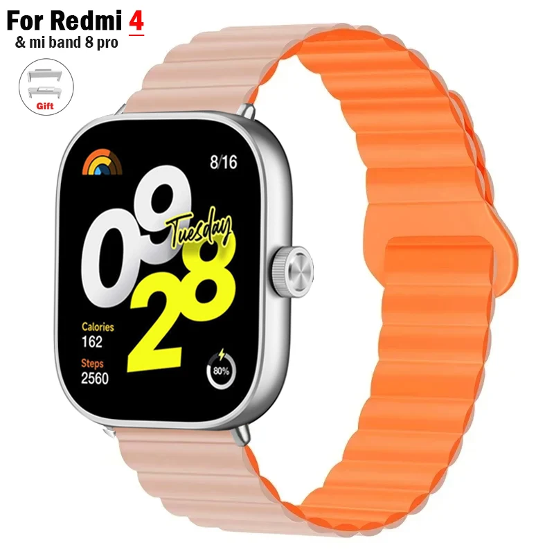 Magnetic Loop Silikone WatchBand pre Redmi Watch 4 Smarte Smart R ná rád na náramok náramku pre Xiaomi Mi Band 8 Pro